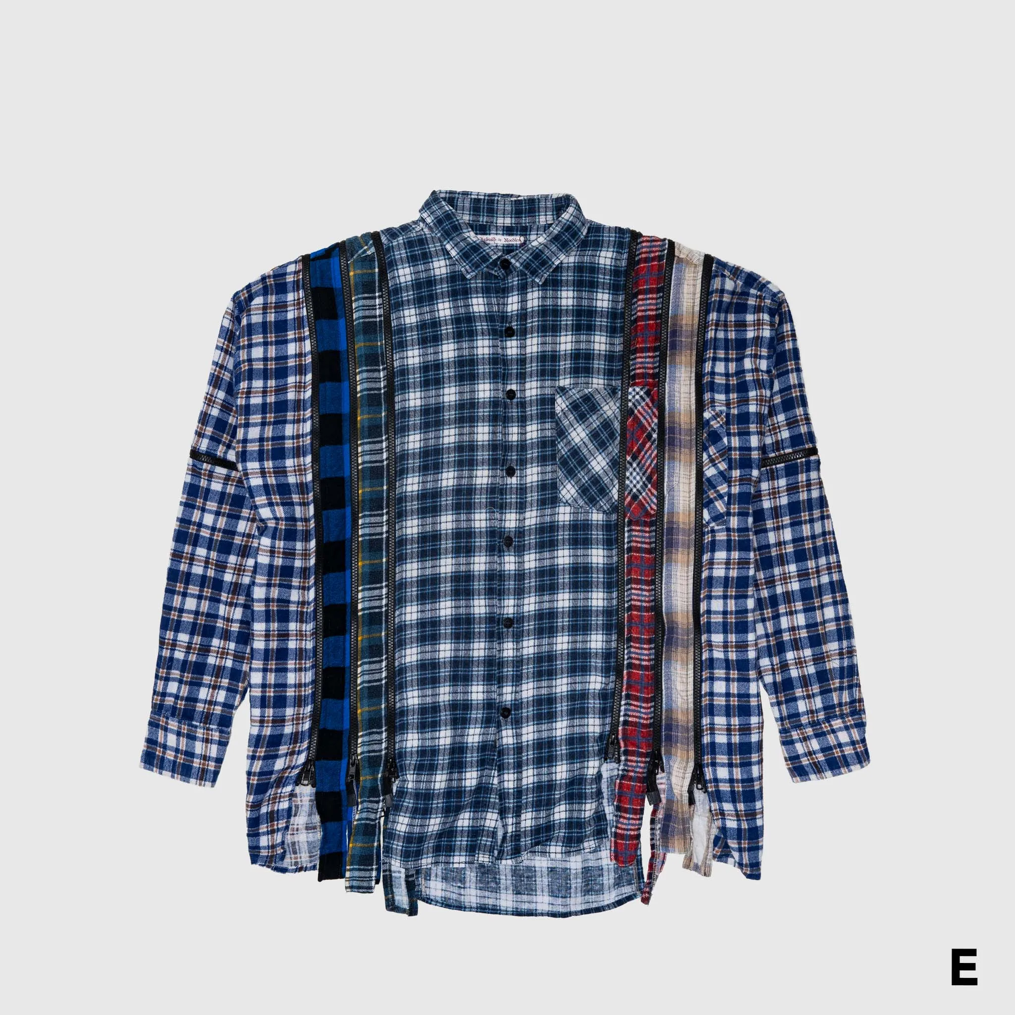 REBUILD BY NEEDLES 7 CUTS ZIPPED WIDE FLANNEL SHIRT