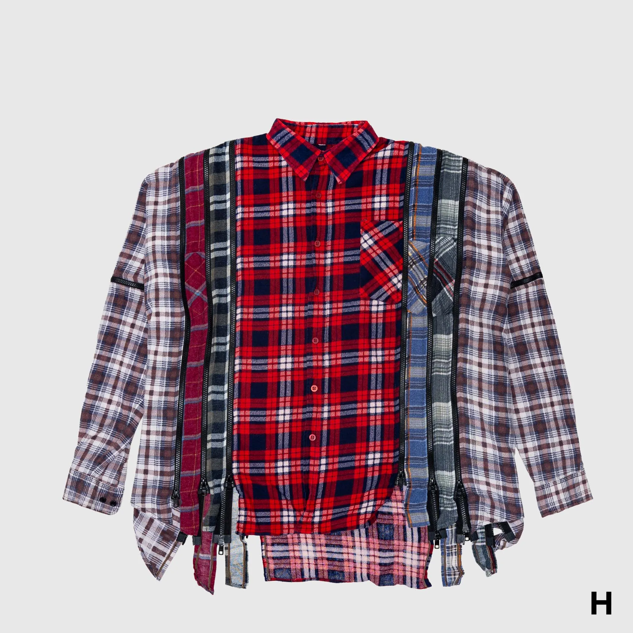 REBUILD BY NEEDLES 7 CUTS ZIPPED WIDE FLANNEL SHIRT