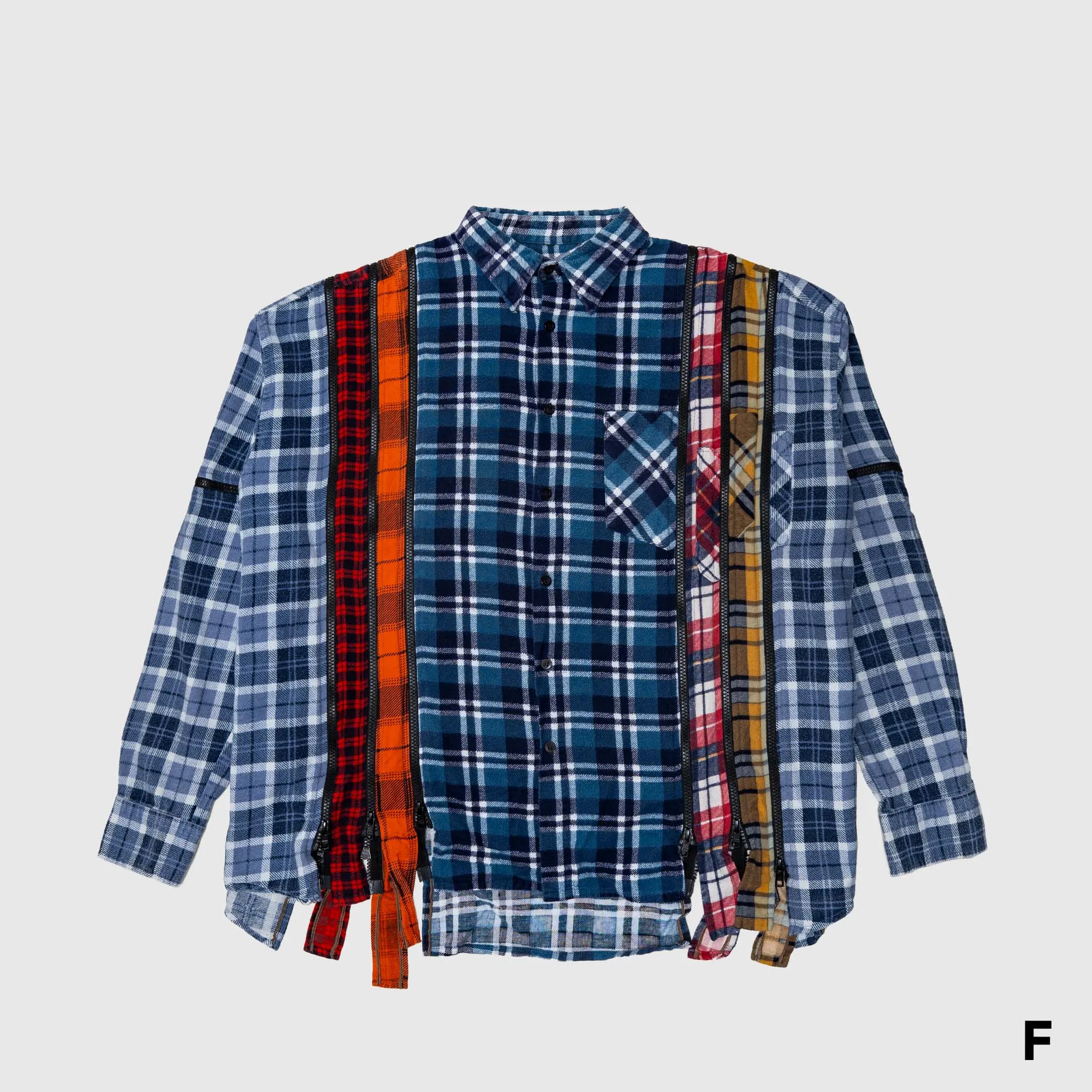 REBUILD BY NEEDLES 7 CUTS ZIPPED WIDE FLANNEL SHIRT