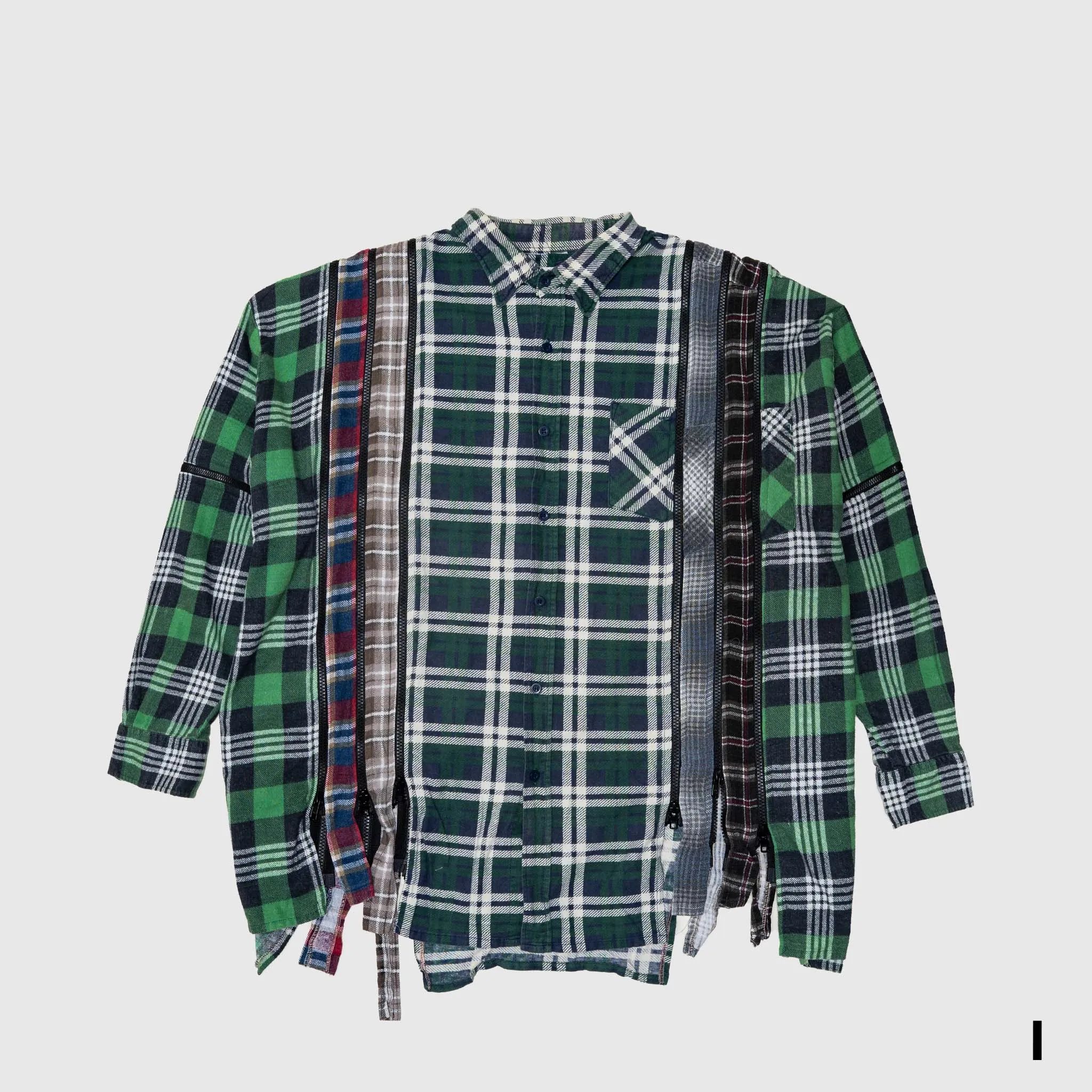 REBUILD BY NEEDLES 7 CUTS ZIPPED WIDE FLANNEL SHIRT