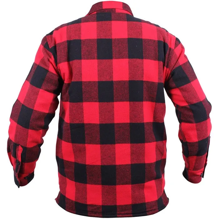 Red Black Buffalo Plaid - Sherpa Lined Flannel Jacket