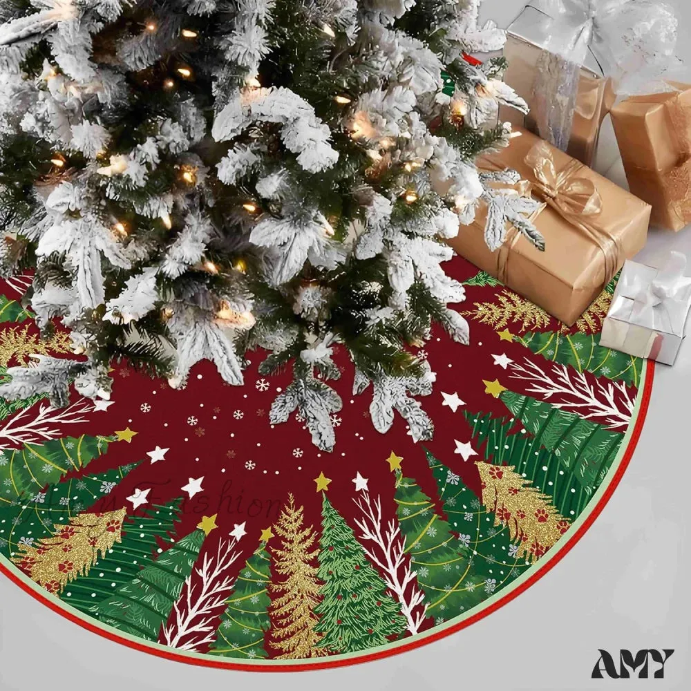 Red Leaves Pencil Tree Skirt - 48 Inches