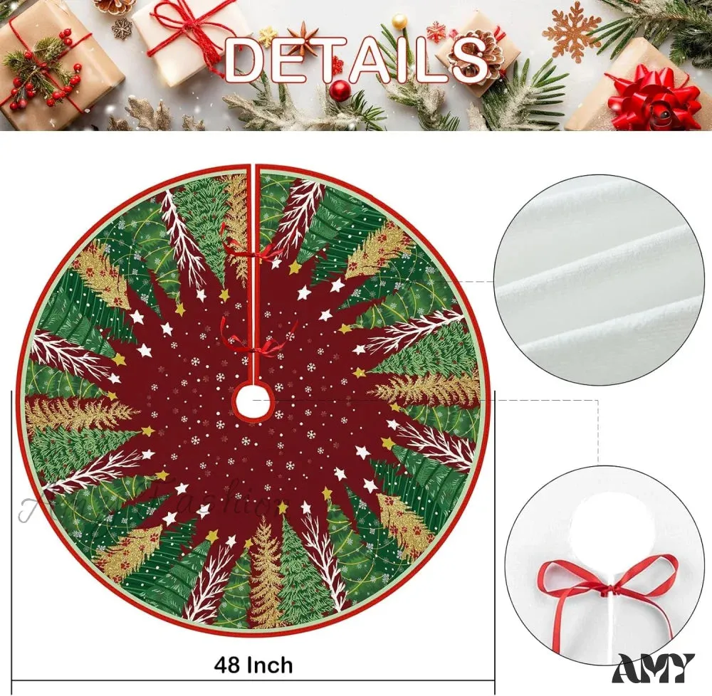 Red Leaves Pencil Tree Skirt - 48 Inches