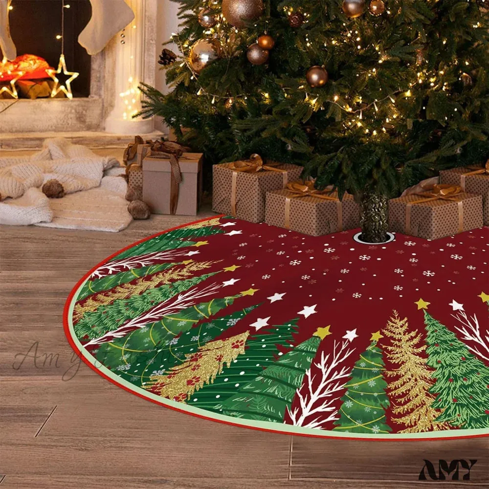 Red Leaves Pencil Tree Skirt - 48 Inches