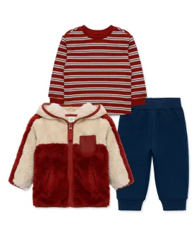 Red Sherpa Jacket Set (12M-24M)