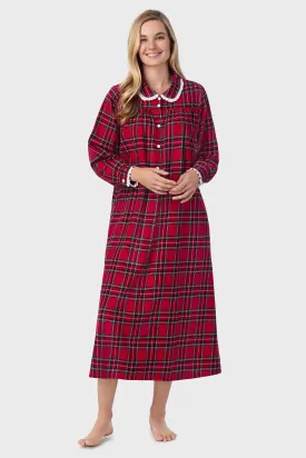 Red Tartan Peter Pan Flannel Gown