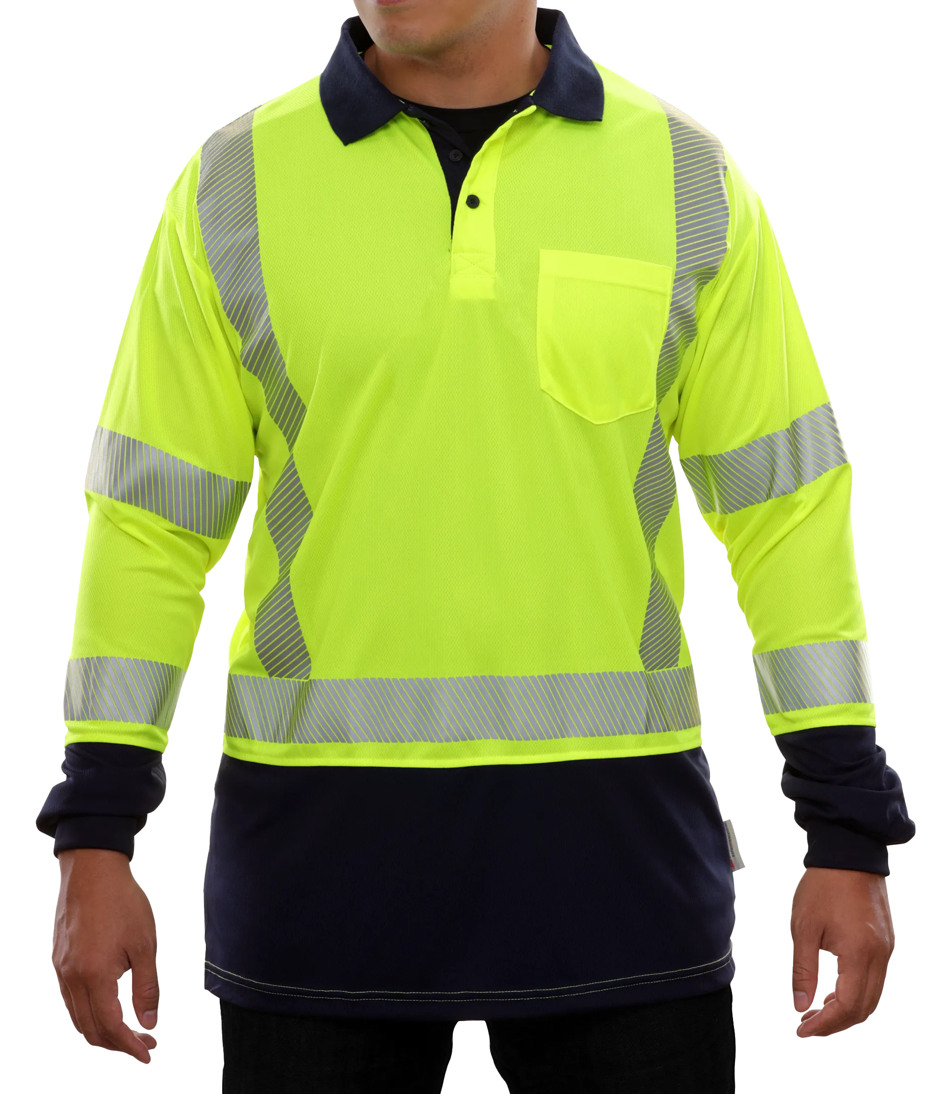 Reflective Apparel® Hi-Vis Two-Tone Long Sleeve Safety Polo Shirt ANSI Class 3 - 316CT