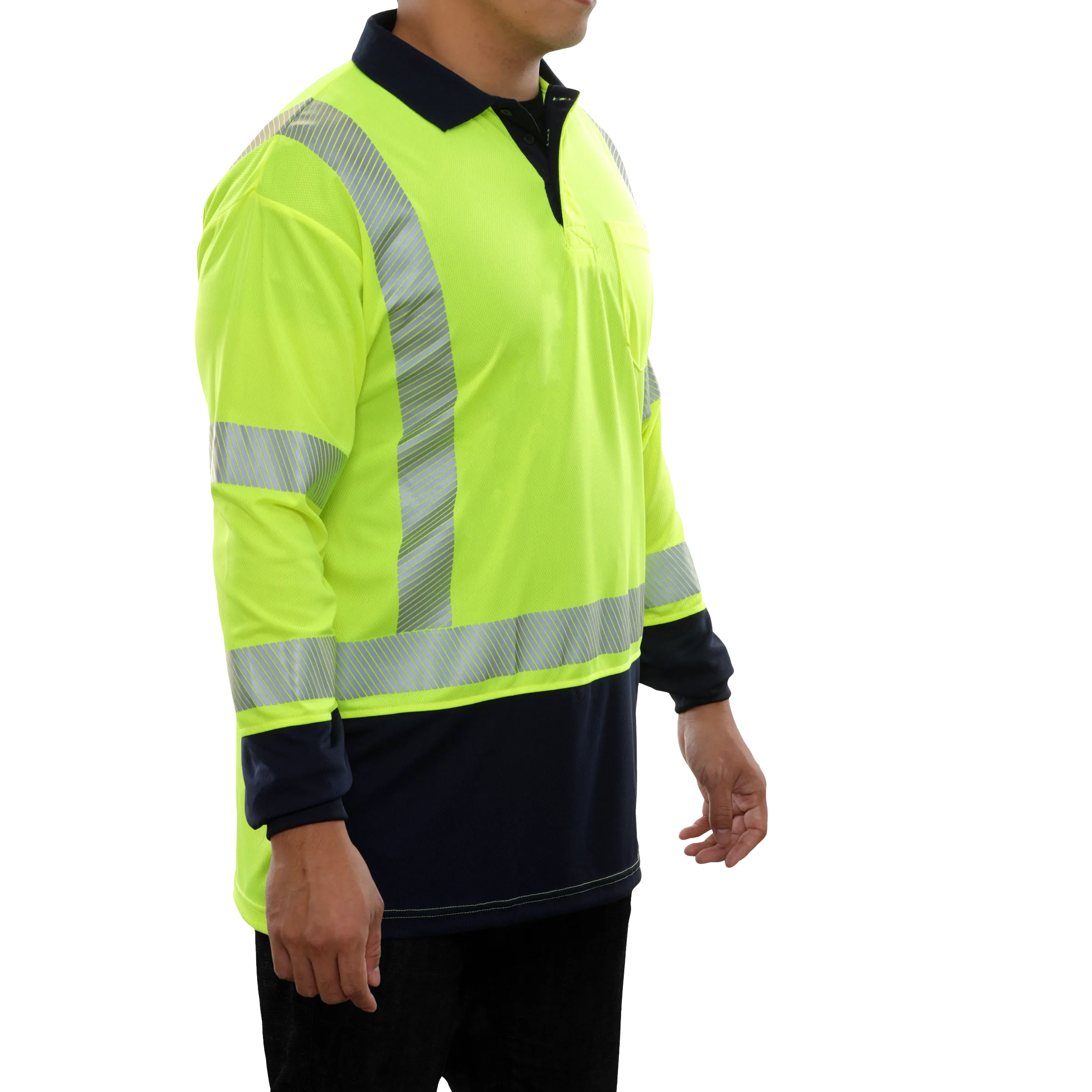 Reflective Apparel® Hi-Vis Two-Tone Long Sleeve Safety Polo Shirt ANSI Class 3 - 316CT