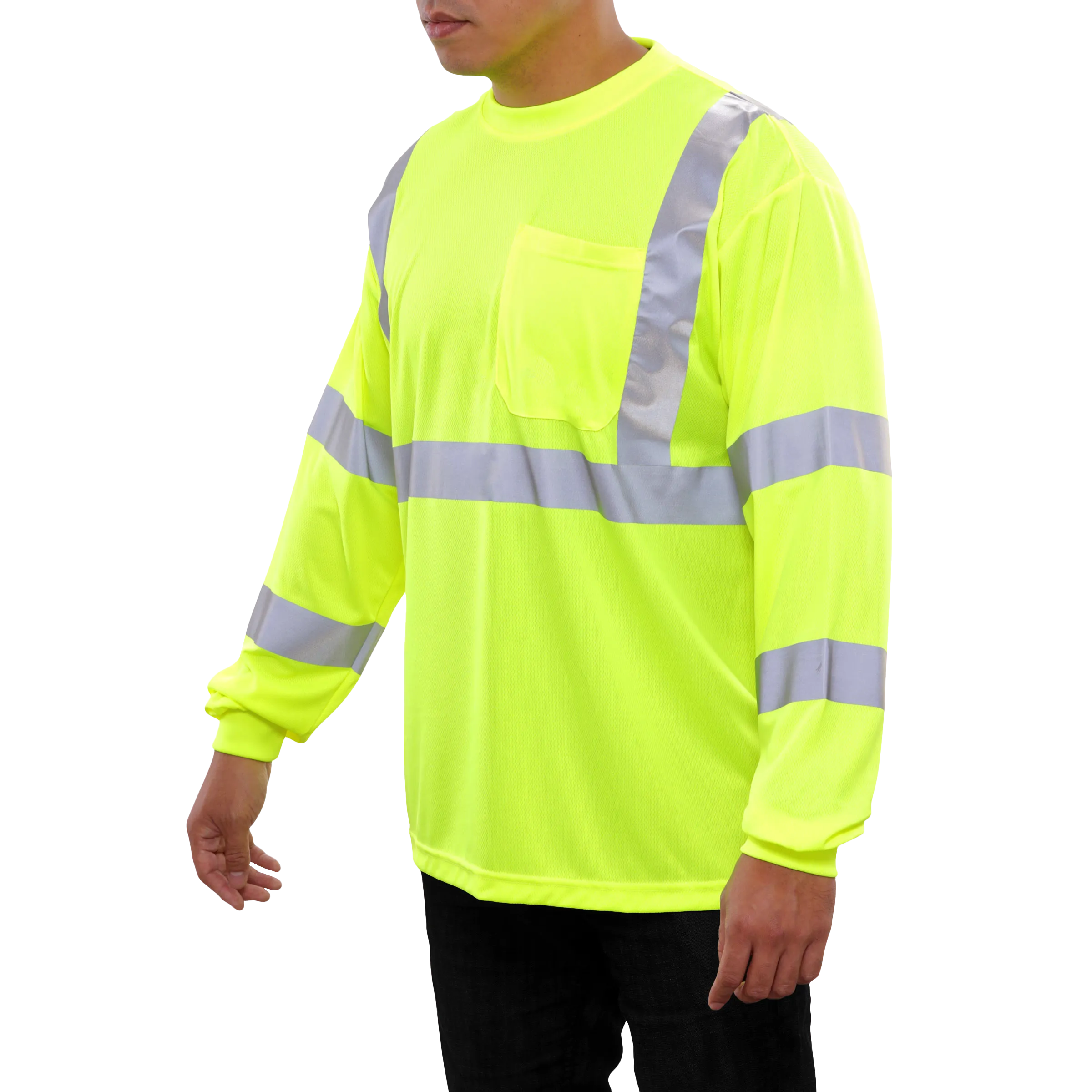 Reflective Apparel High Visibility Long Sleeve Shirt Lime Birdseye ANSI