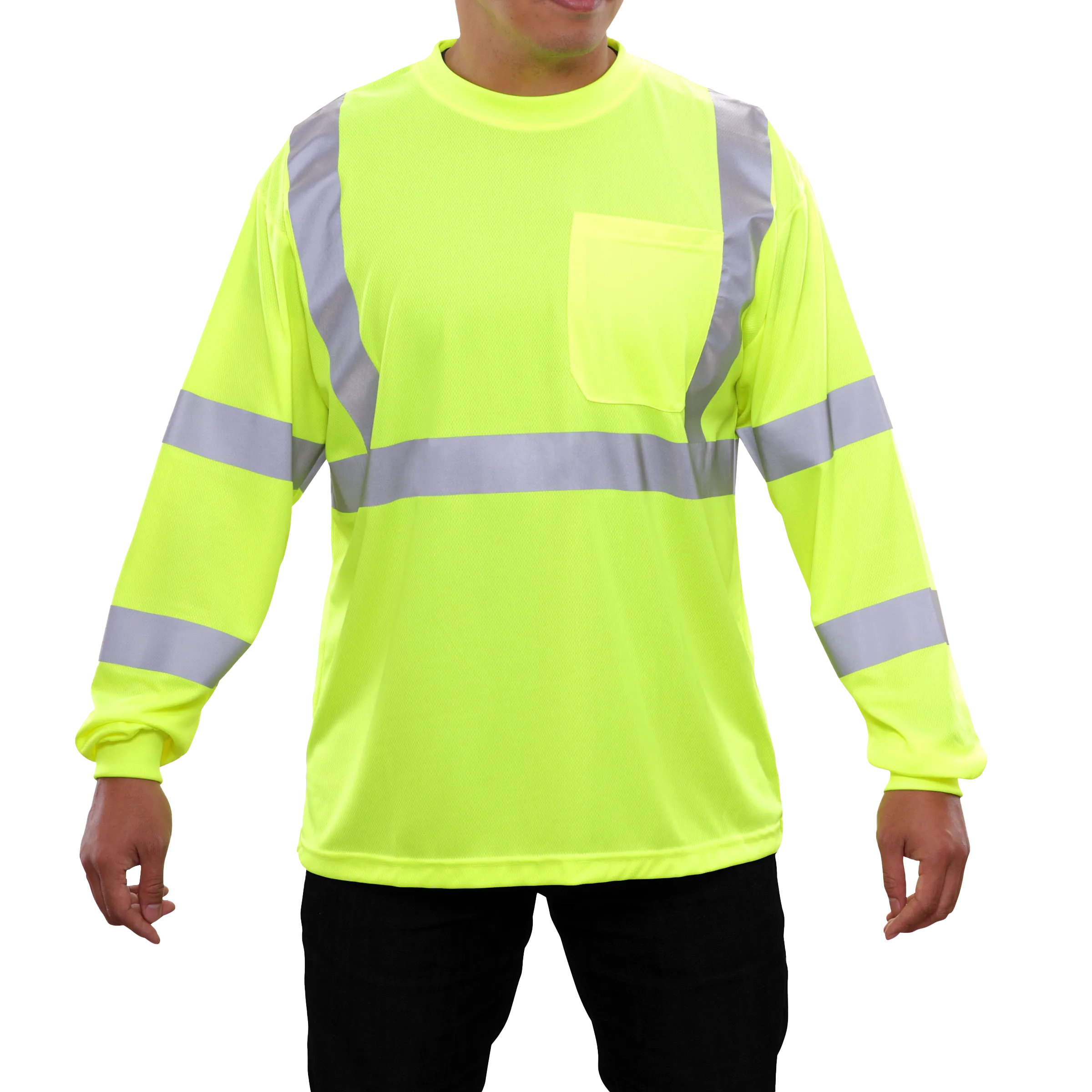 Reflective Apparel High Visibility Long Sleeve Shirt Lime Birdseye ANSI