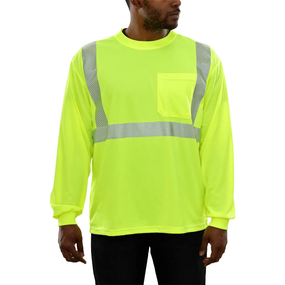 Reflective Apparel® Safety Hi Vis Pocket Shirt Lime Birdseye Comfort Trim ANSI Class 2 - 202CT