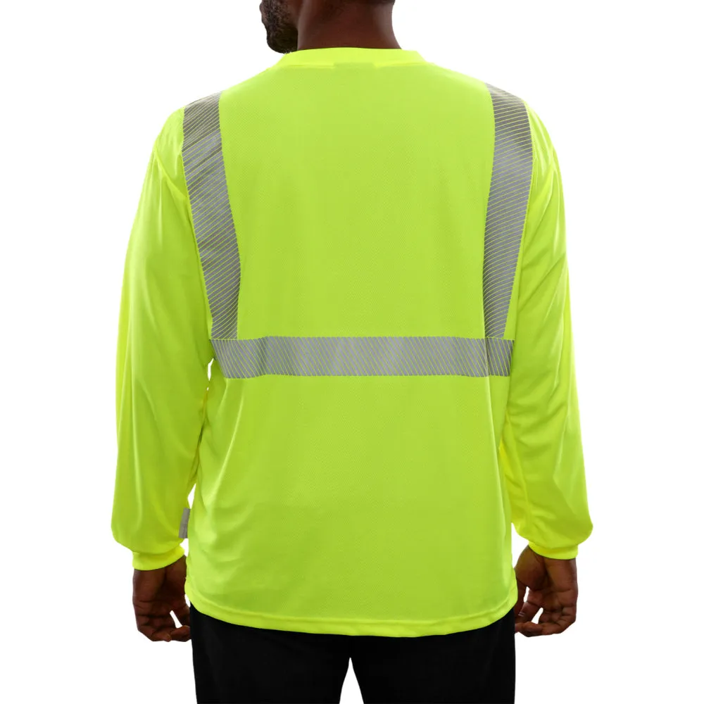 Reflective Apparel® Safety Hi Vis Pocket Shirt Lime Birdseye Comfort Trim ANSI Class 2 - 202CT