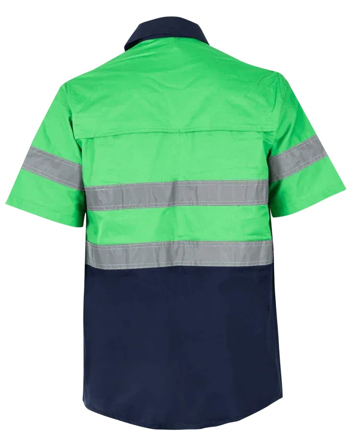 Reflective Hi-Vis Lime green   navy 2-tone short sleeve T-shirts