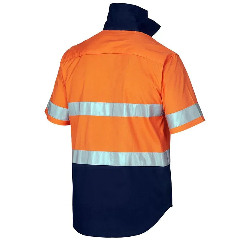 Reflective Hi-Vis Orange   navy 2-tone short sleeve cotton T-shirts