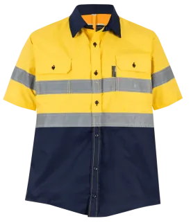 Reflective Hi-Vis Yellow   navy 2-tone short sleeve T-shirts