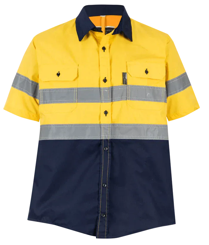 Reflective Hi-Vis Yellow   navy 2-tone short sleeve T-shirts