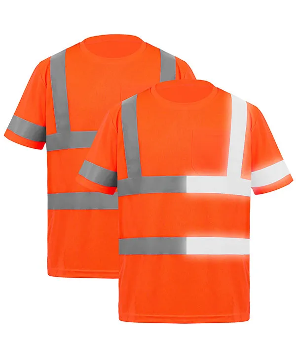 Reflective Safety Shirts Short Sleeves T Shirt With Pocket