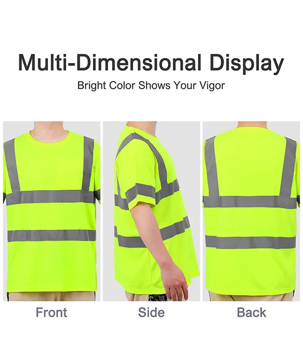 Reflective Safety Shirts Short Sleeves T Shirt With Pocket