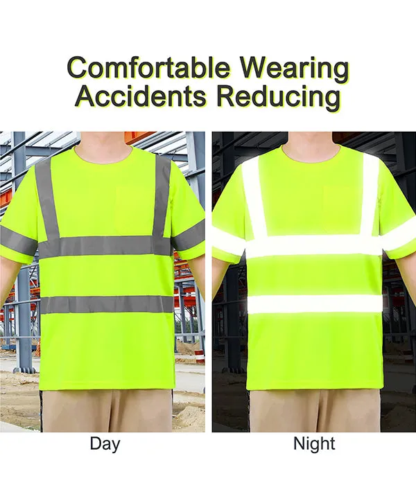 Reflective Safety Shirts Short Sleeves T Shirt With Pocket