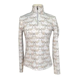 Ronner Medium-weight Long Sleeve Shirt in Creme Horse Print - Women's XS