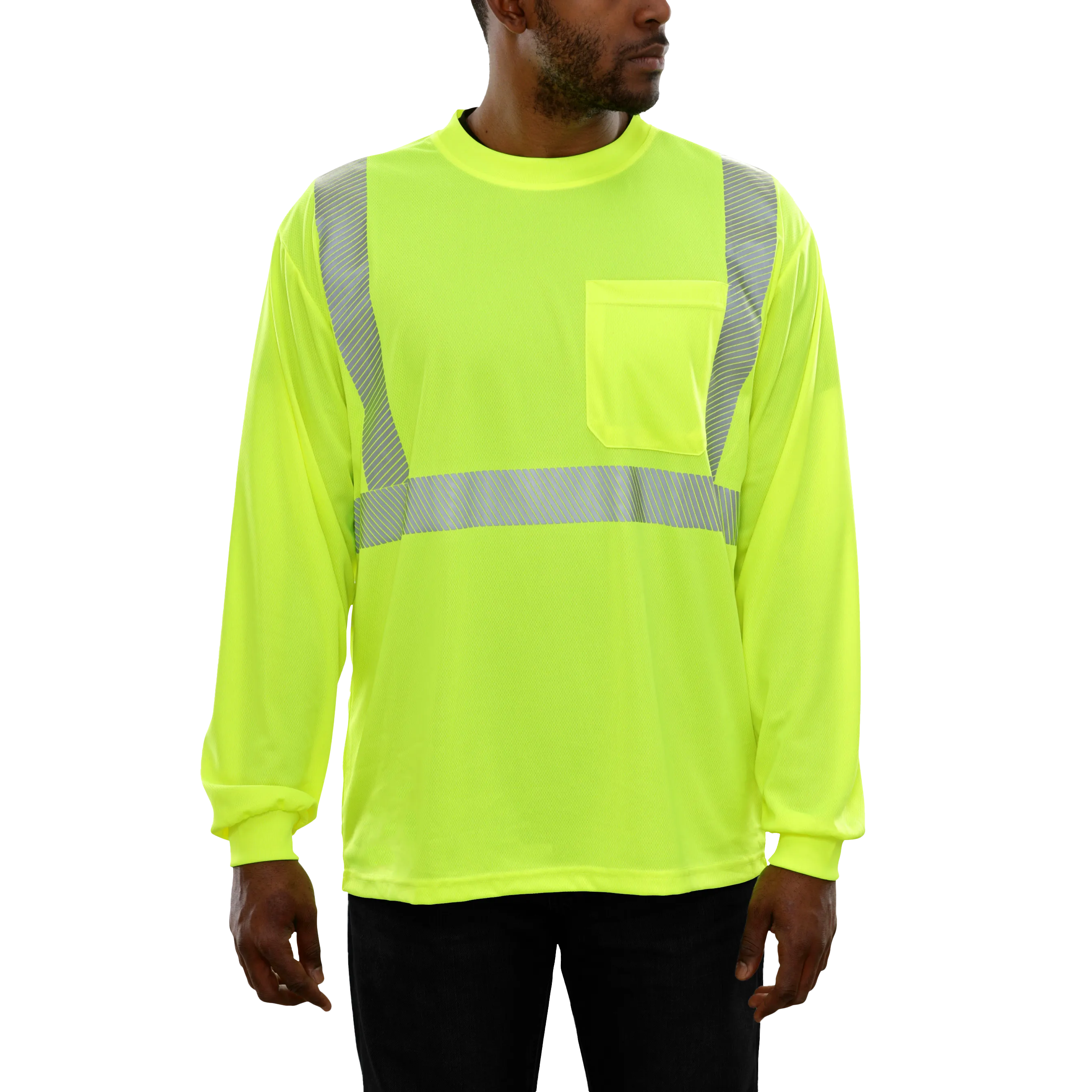 Safety Shirt Hi Vis Pocket Shirt LS Lime Birdseye Comfort Trim by 3M