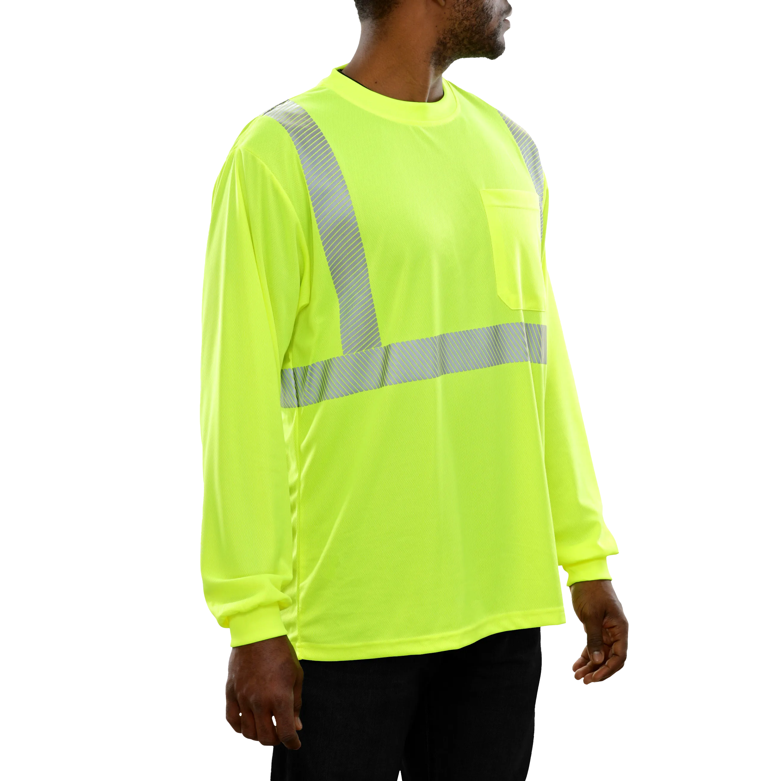 Safety Shirt Hi Vis Pocket Shirt LS Lime Birdseye Comfort Trim by 3M