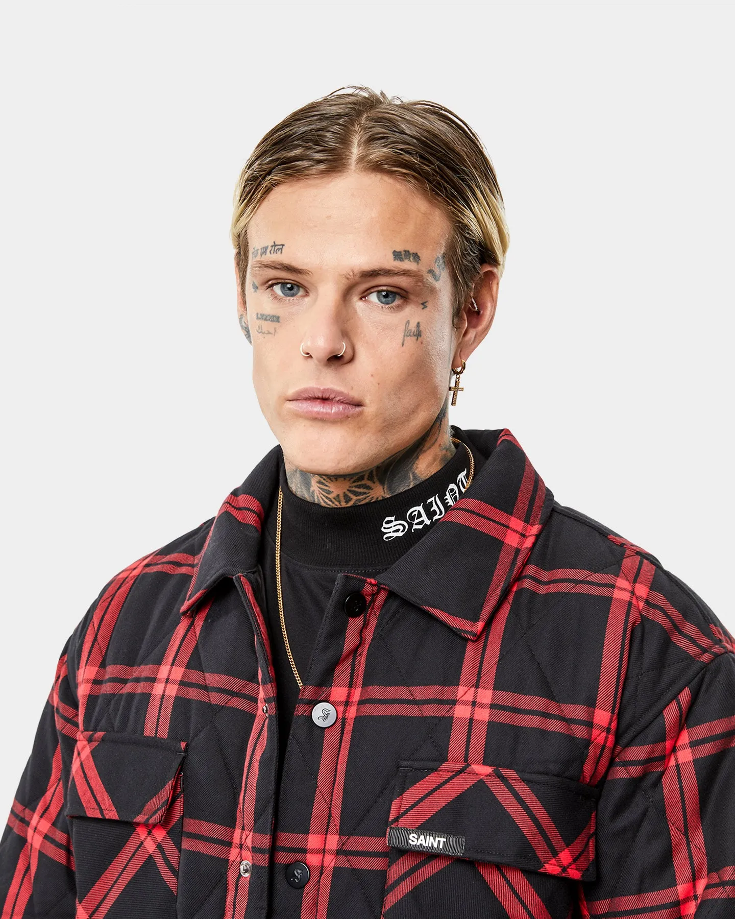 Saint Morta Quilted Flannel Jacket Red/Black