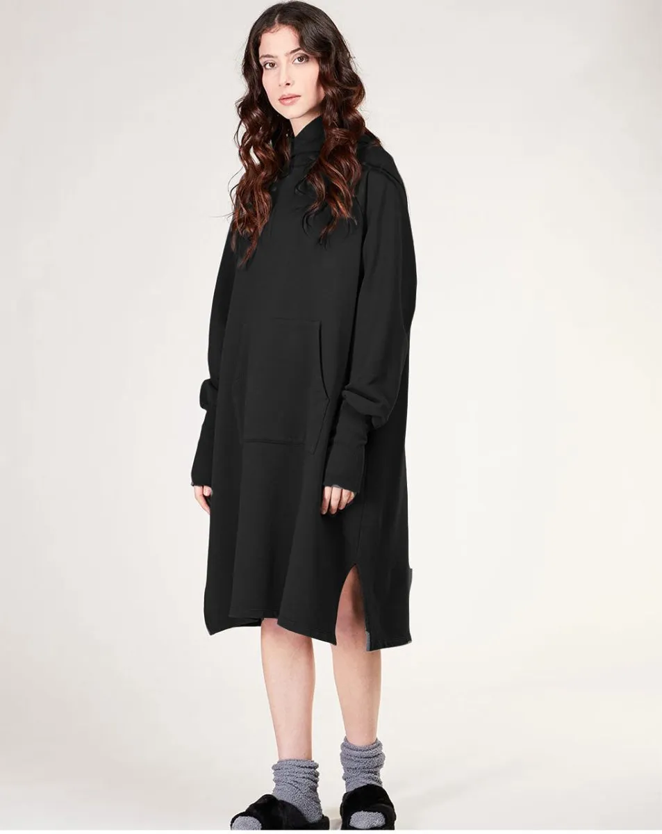 Shawl Collar Hooded Sweater Dress