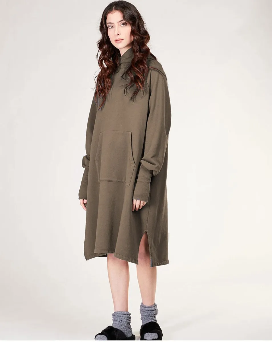 Shawl Collar Hooded Sweater Dress