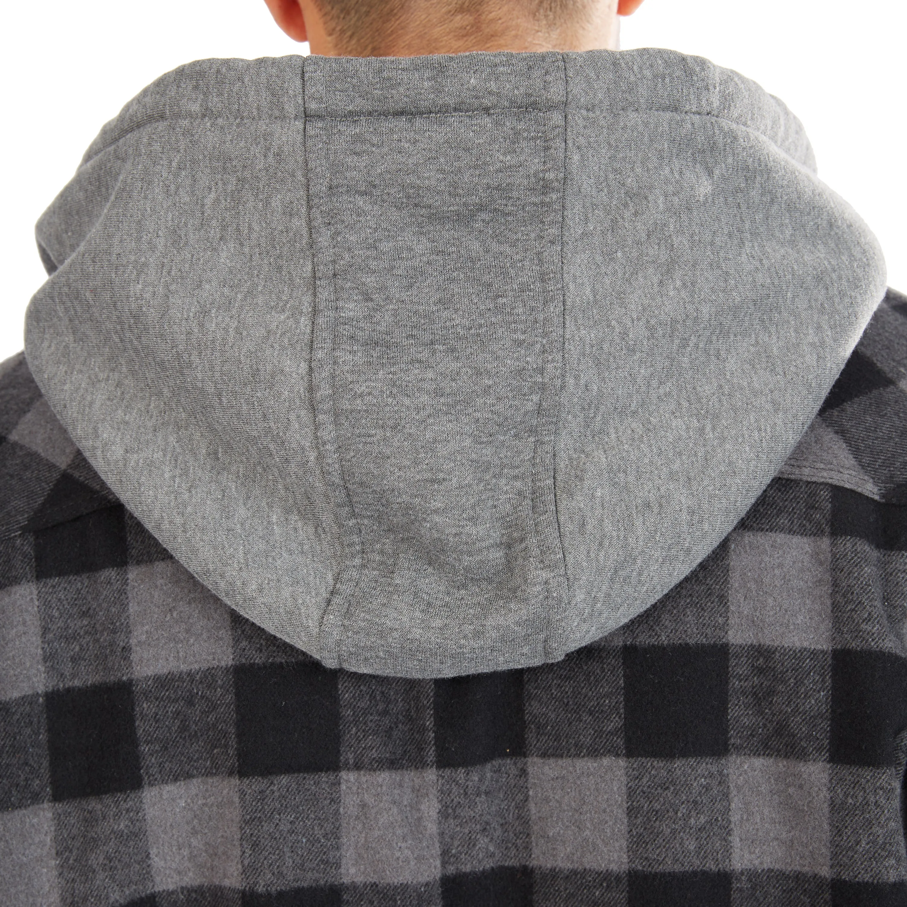 SHERPA-LINED HOODED FLANNEL SHIRT-JACKET