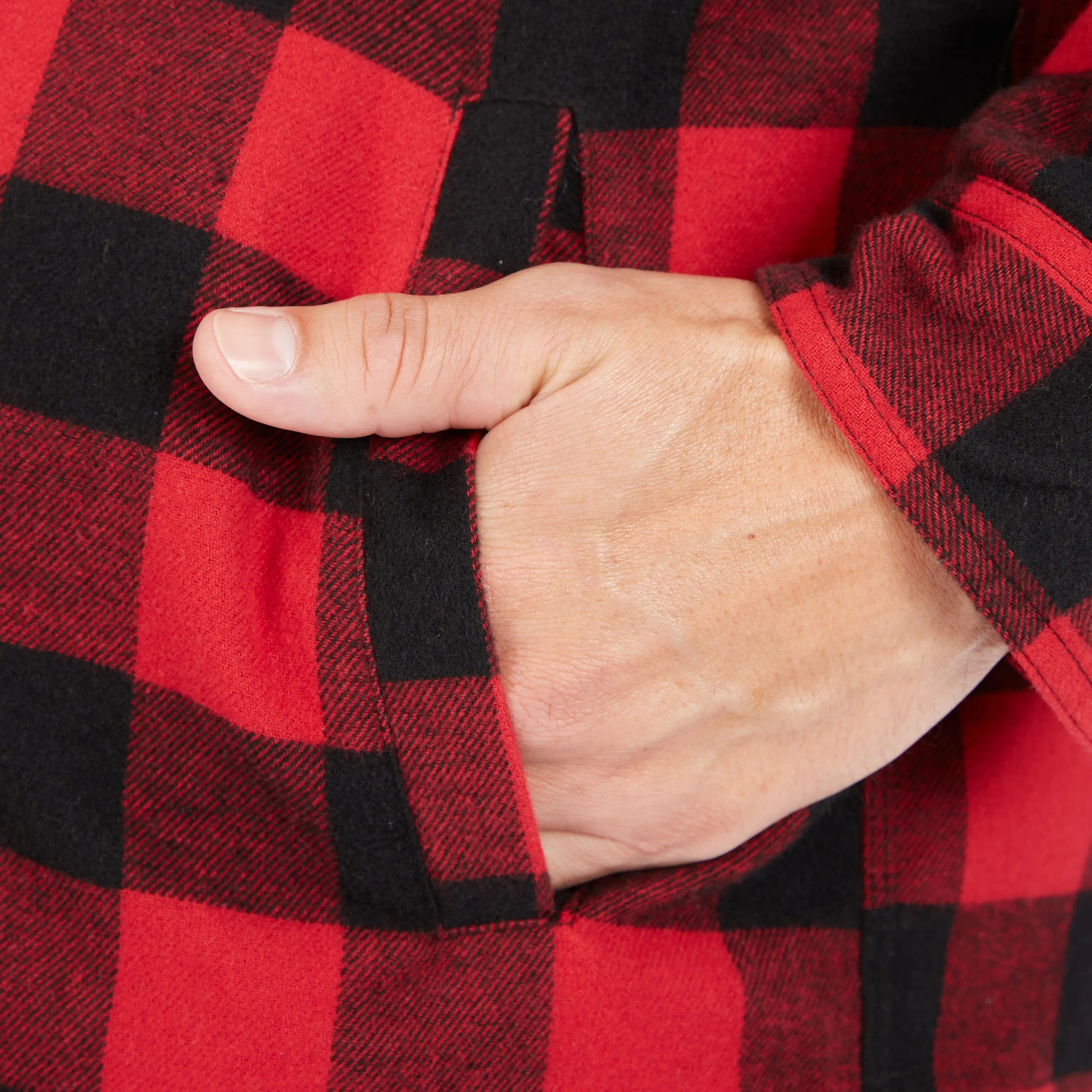 SHERPA-LINED HOODED FLANNEL SHIRT-JACKET