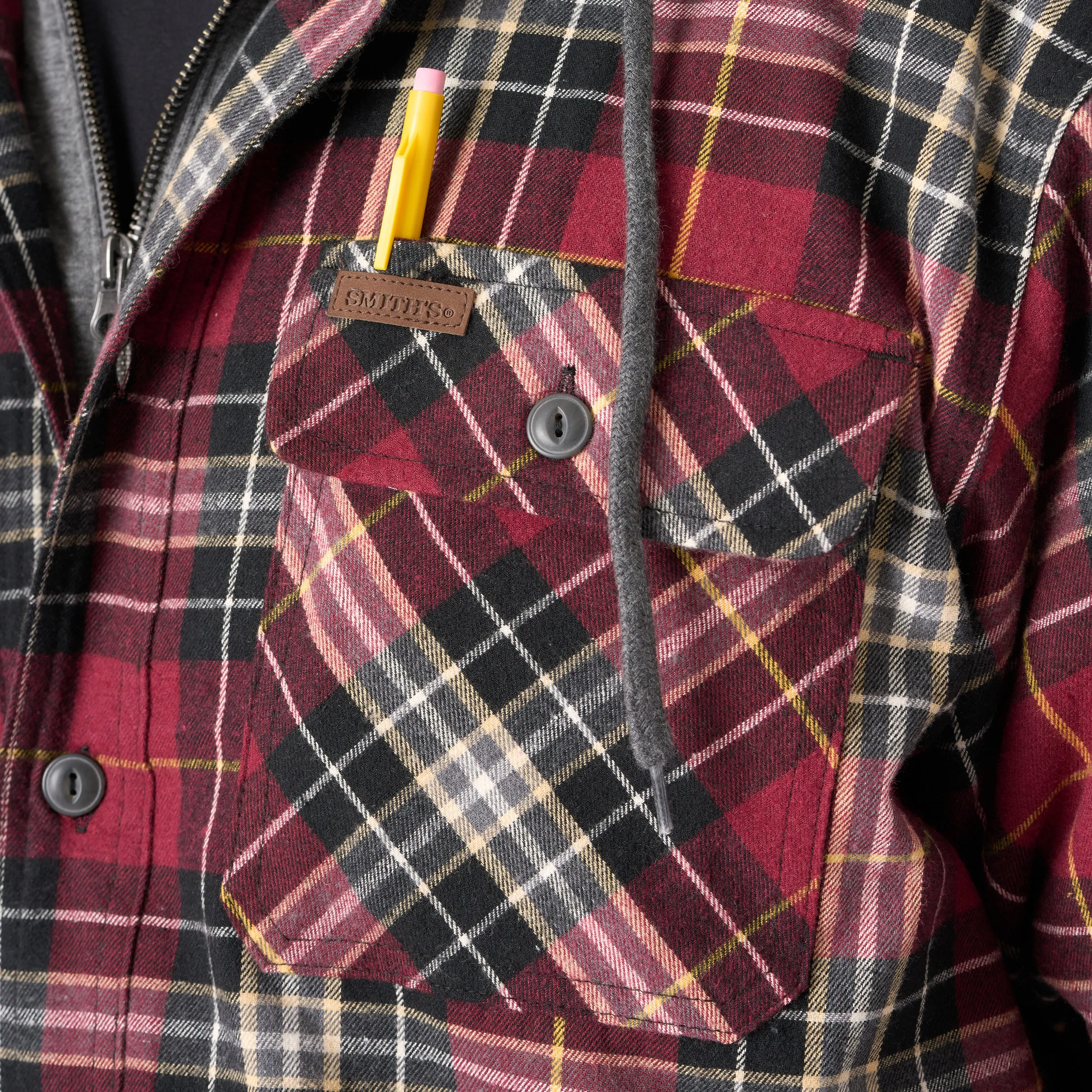 SHERPA-LINED HOODED FLANNEL SHIRT-JACKET