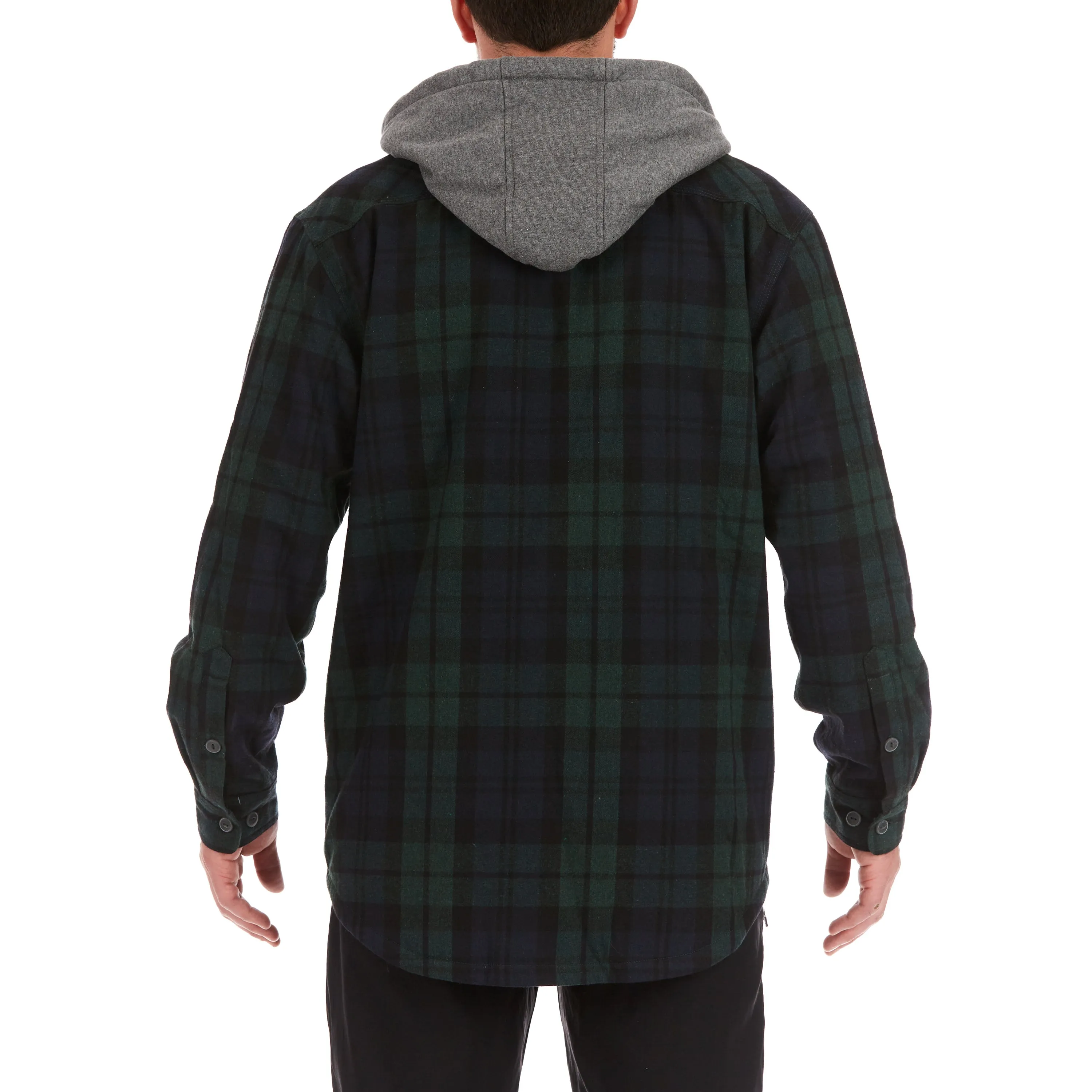 SHERPA-LINED HOODED FLANNEL SHIRT-JACKET