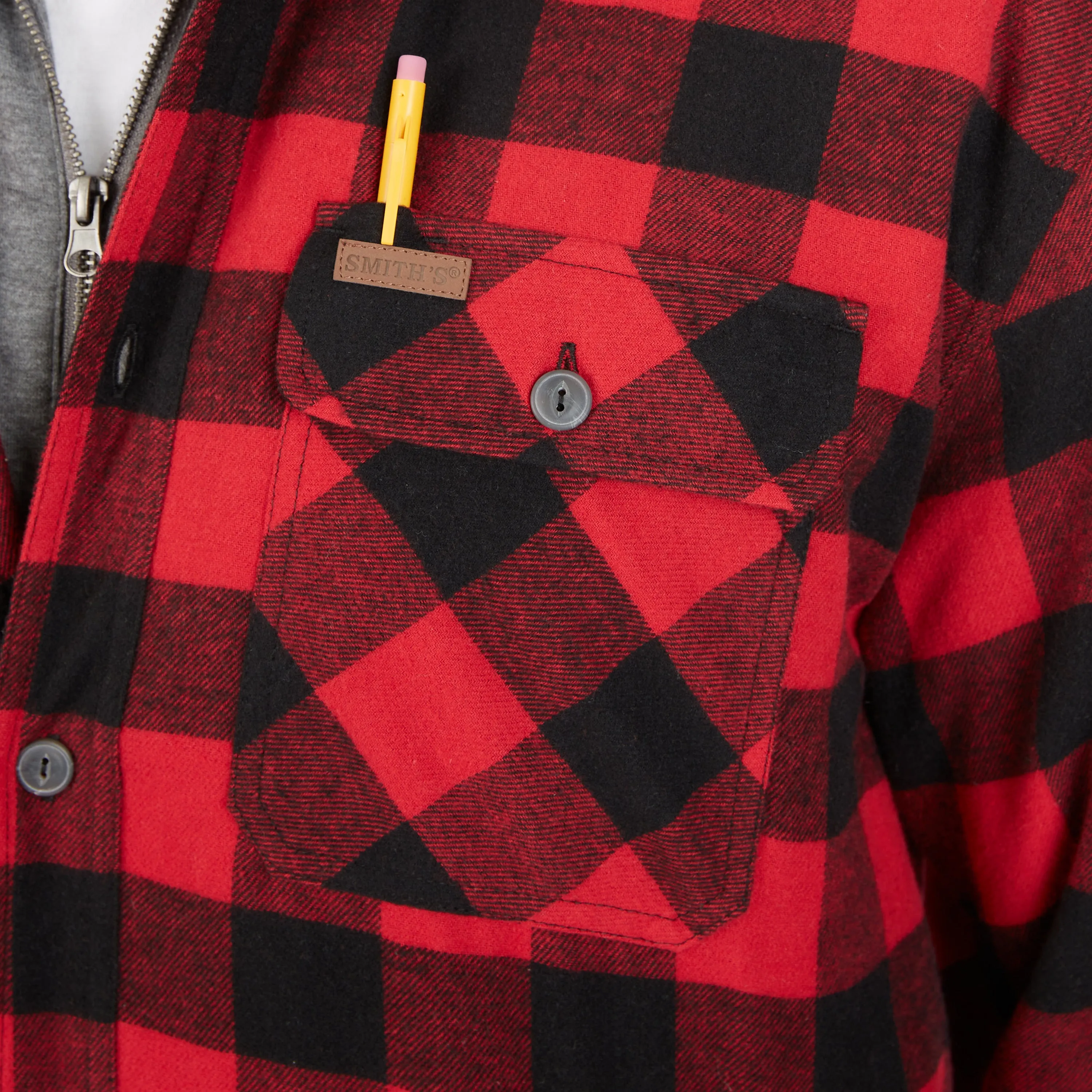 SHERPA-LINED HOODED FLANNEL SHIRT-JACKET