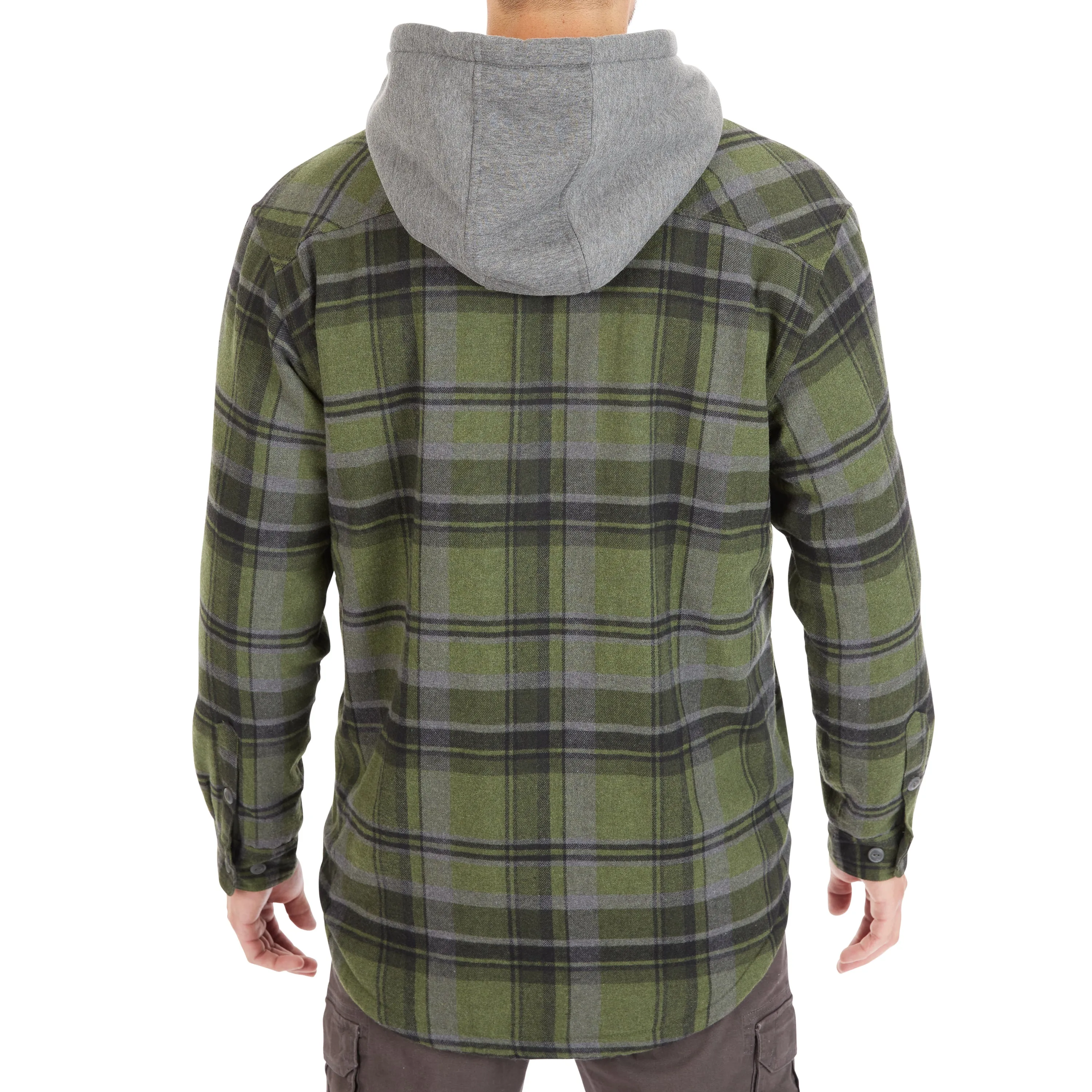 SHERPA-LINED HOODED FLANNEL SHIRT-JACKET