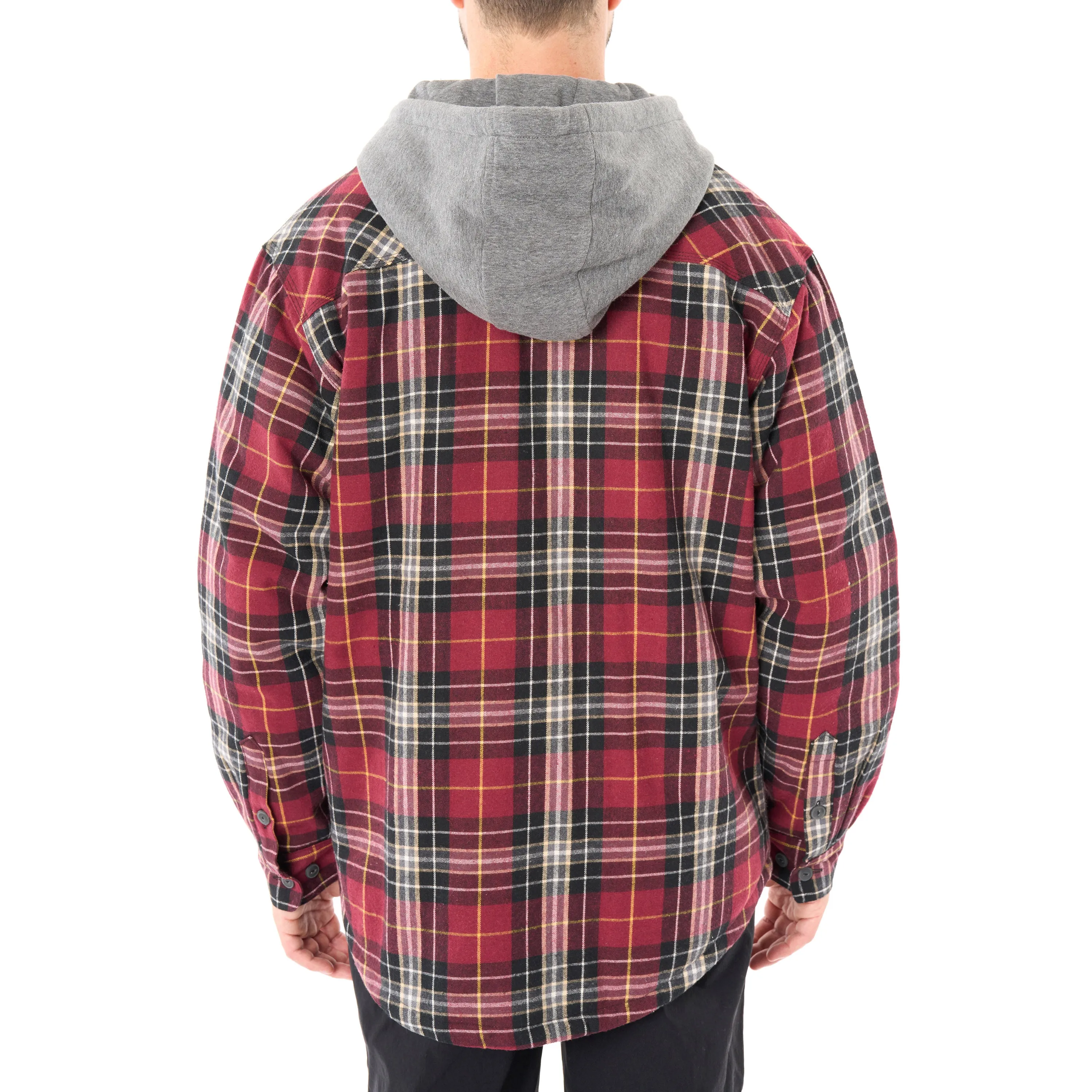 SHERPA-LINED HOODED FLANNEL SHIRT-JACKET