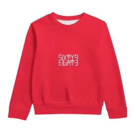 Sixty Eight 93 Logo White Red Kid's Round Neck Sweatshirt