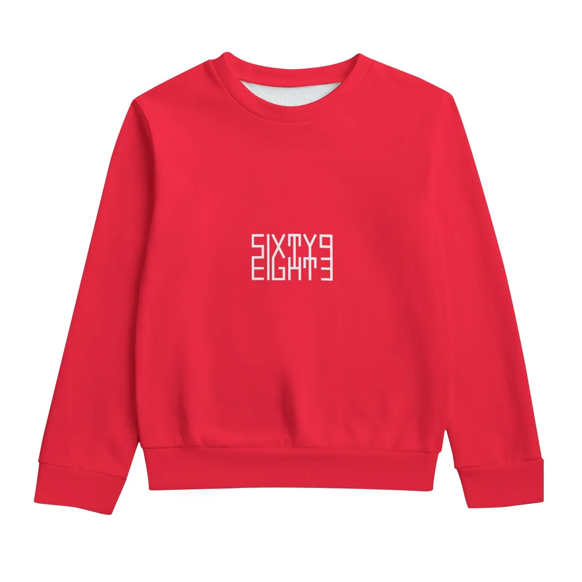 Sixty Eight 93 Logo White Red Kid's Round Neck Sweatshirt