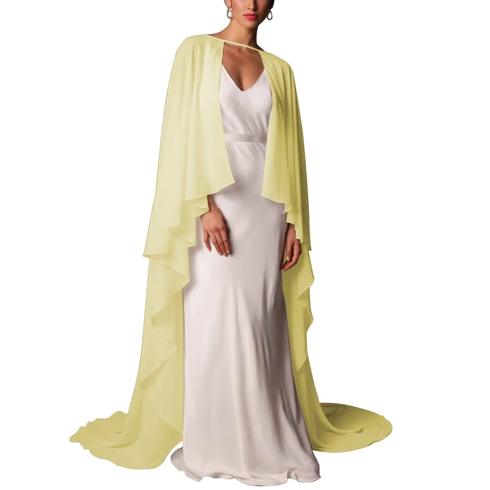 Soft Shoulders and Elegance Chiffon Long Evening Cape-Wedding Wrap or Mis Quince Cape