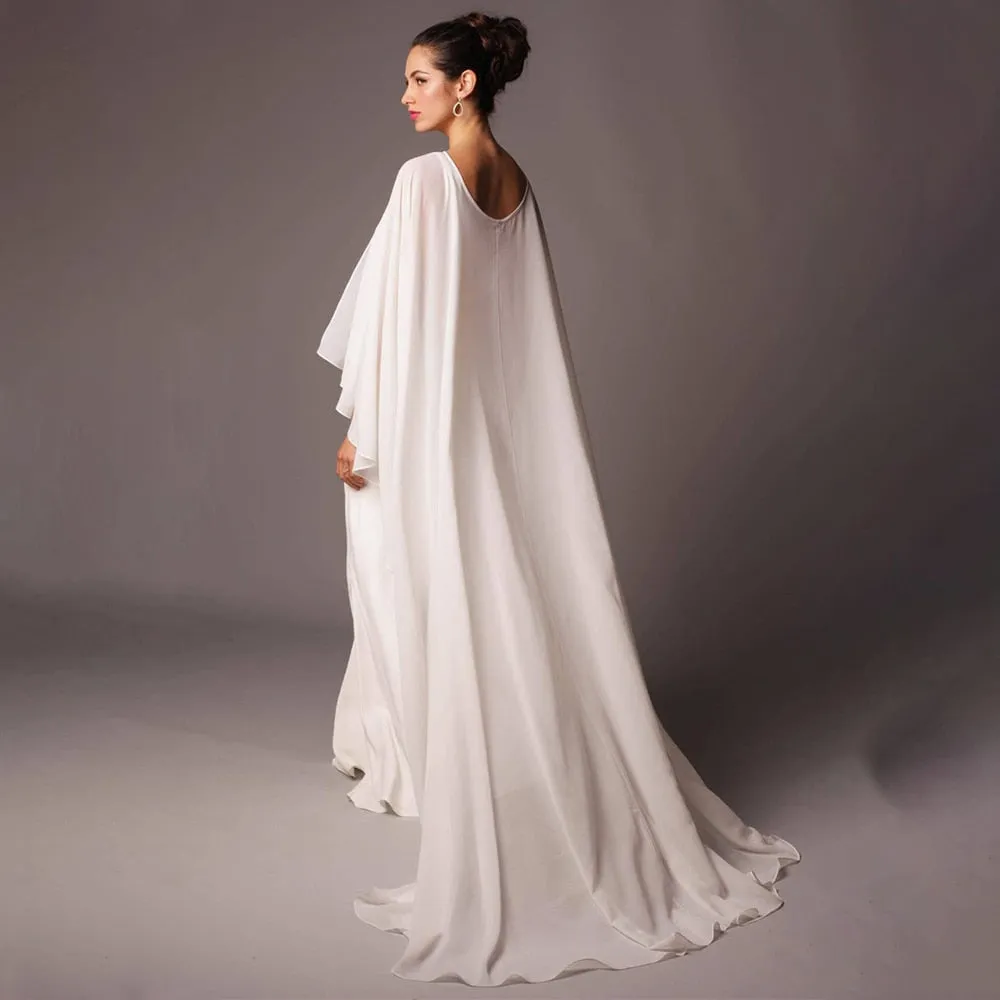 Soft Shoulders and Elegance Chiffon Long Evening Cape-Wedding Wrap or Mis Quince Cape