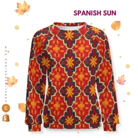 Spanish Sun | Women's Raglan Crewneck Sweatshirt | Cozy Autumn & Winter Crewneck