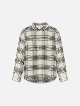 Spring Plaid Shirt -- White Canvas/Black Plaid