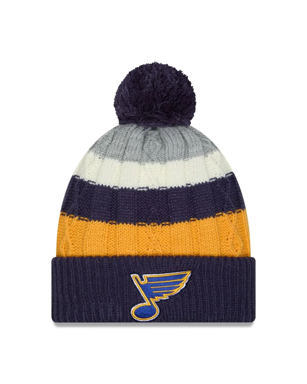 ST. LOUIS BLUES NEW ERA LADIES NOTE CABLED POM KNIT- MULTI