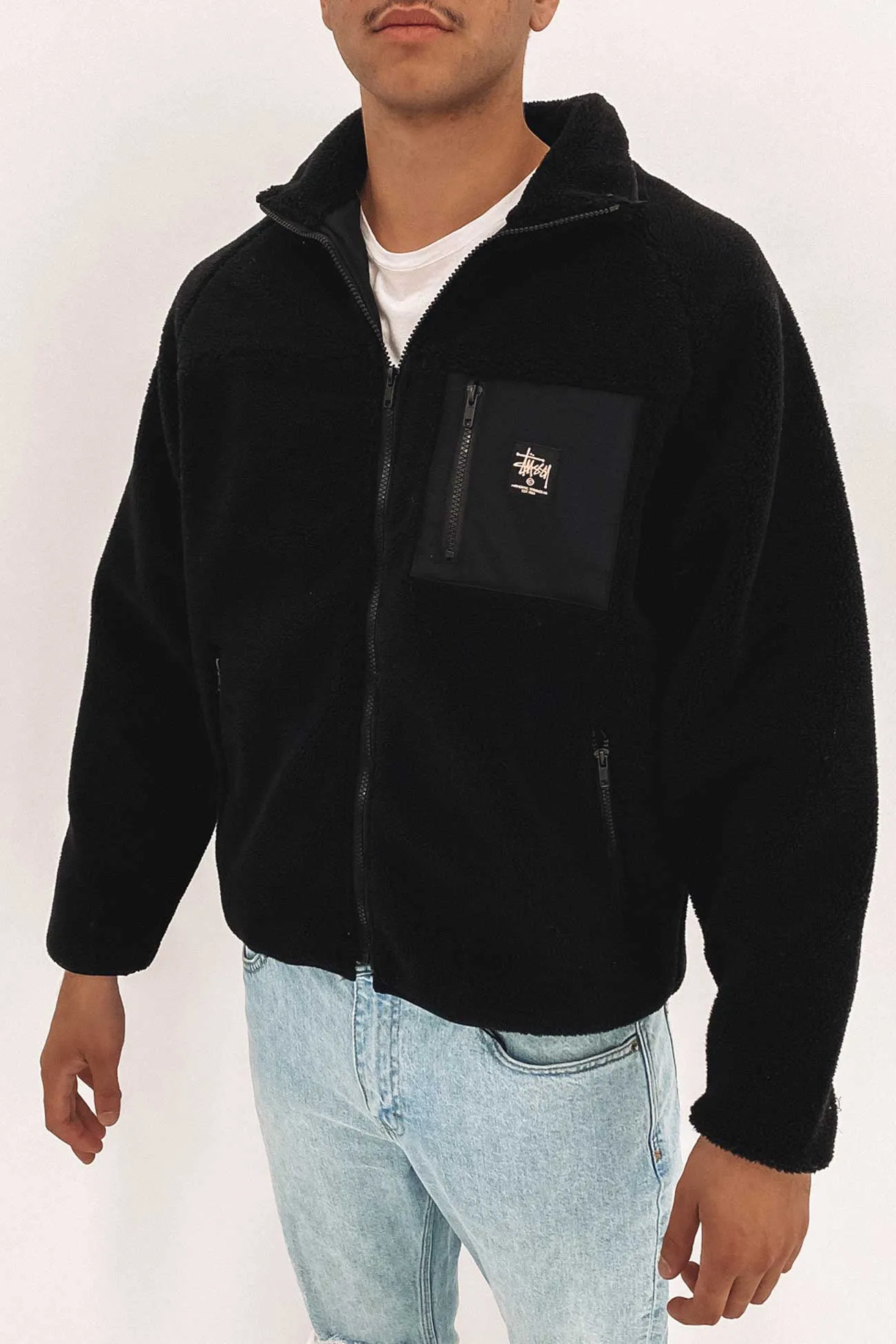 Stock Raglan Sherpa Jacket Black