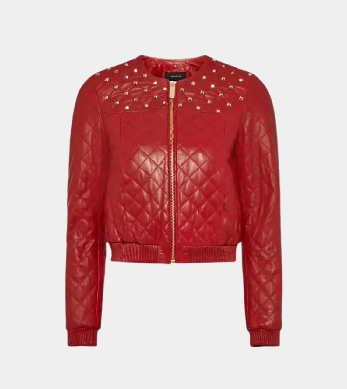 Studded Women’s Leather Bomber Jacket