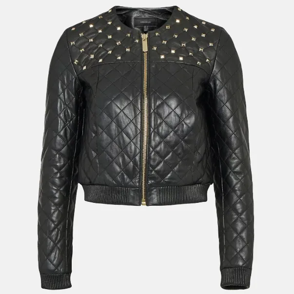 Studded Women’s Leather Bomber Jacket