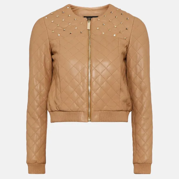 Studded Women’s Leather Bomber Jacket