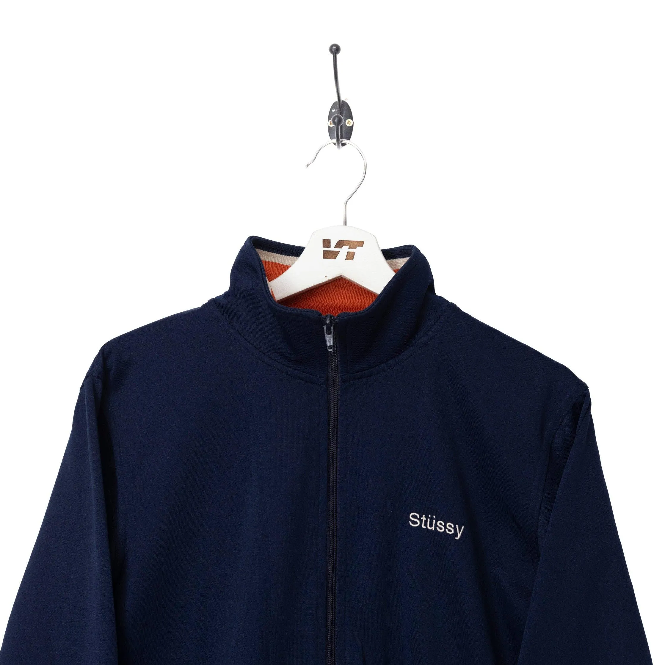 Stussy Orange Rib Spellout Track Jacket