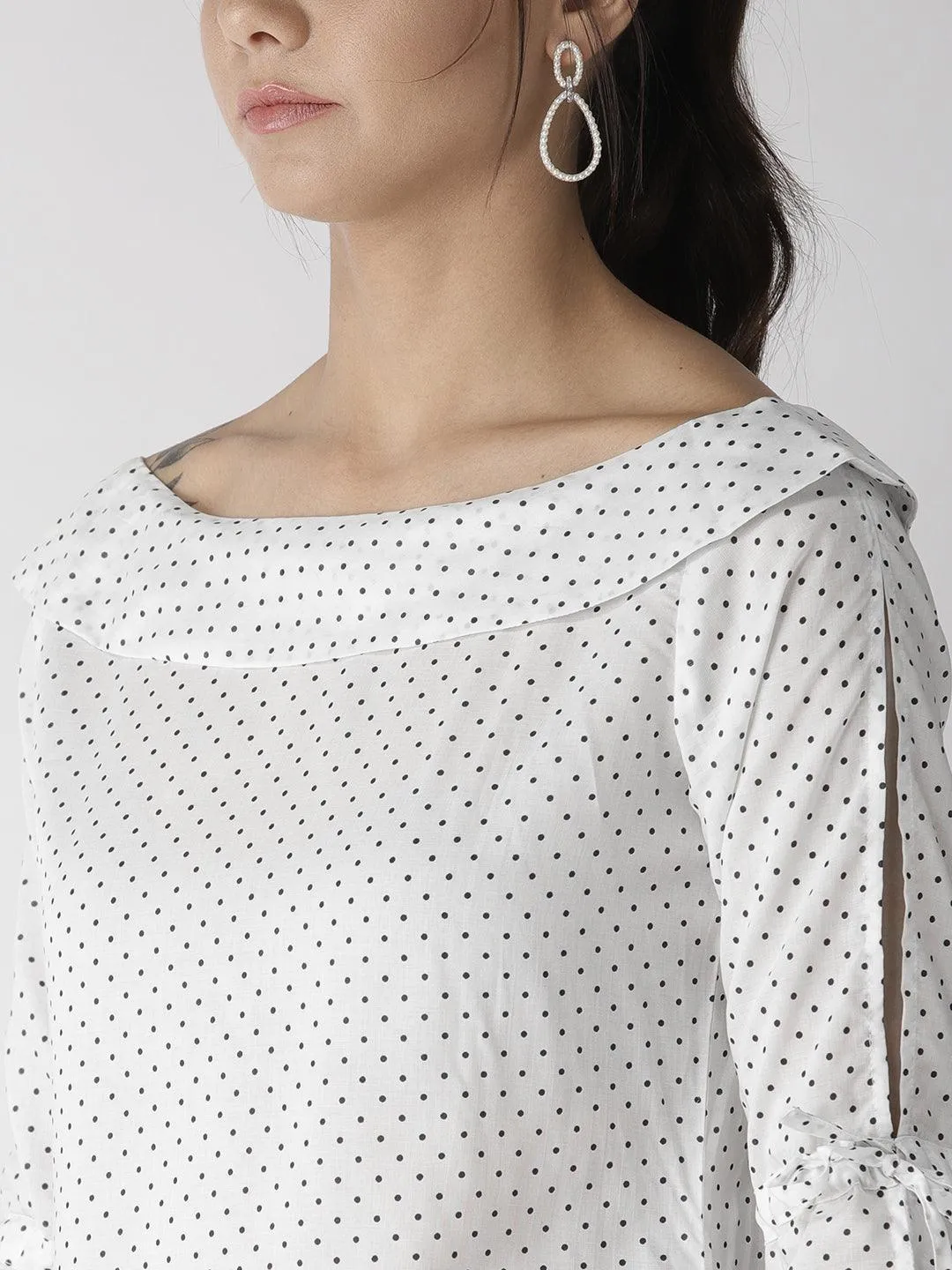 style quotient women polka printed polycrepe smart casual top