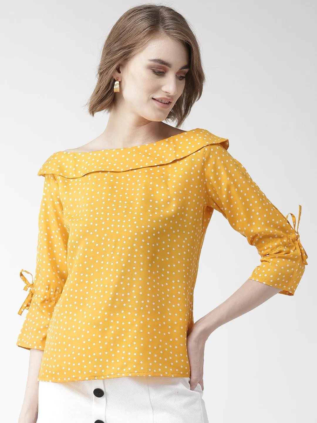 style quotient women polka printed polycrepe smart casual top